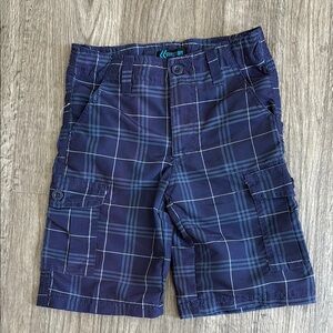 Blue Plaid Cargo Shorts for Kids